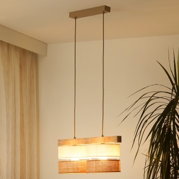 Brilagi - Pakabinamas sietynas FOREST 2xE27/15W/230V pušis/smėlio spalva/kreminė