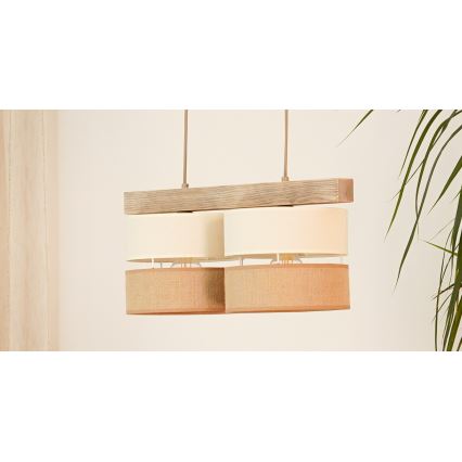Brilagi - Pakabinamas sietynas FOREST 2xE27/15W/230V pušis/smėlio spalva/kreminė