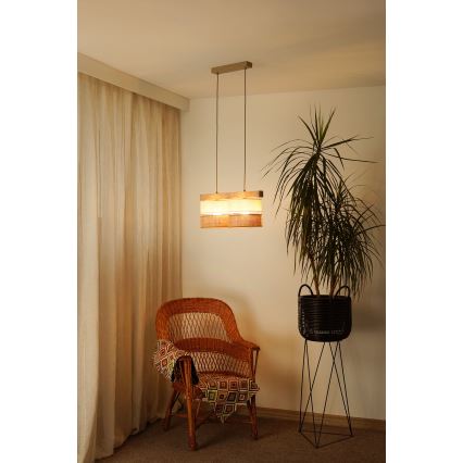 Brilagi - Pakabinamas sietynas FOREST 2xE27/15W/230V pušis/smėlio spalva/kreminė
