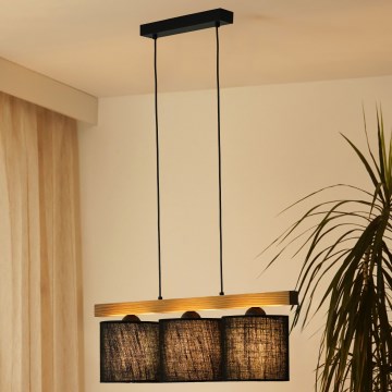 Brilagi - Pakabinamas sietynas FOREST 3xE27/15W/230V pušis/juoda