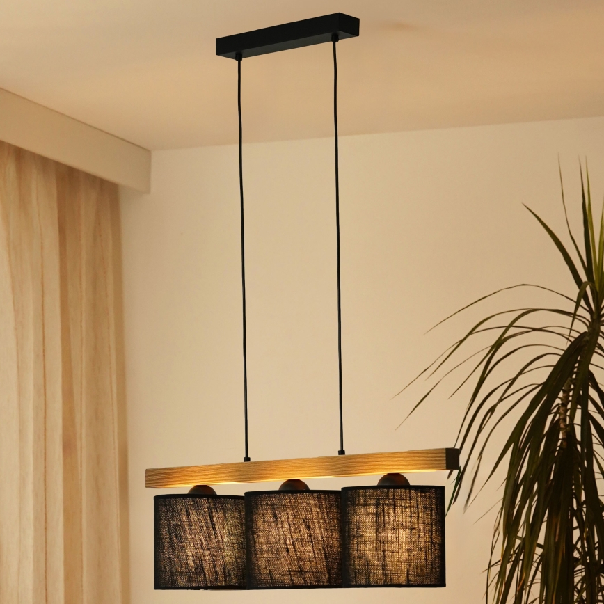 Brilagi - Pakabinamas sietynas FOREST 3xE27/15W/230V pušis/juoda