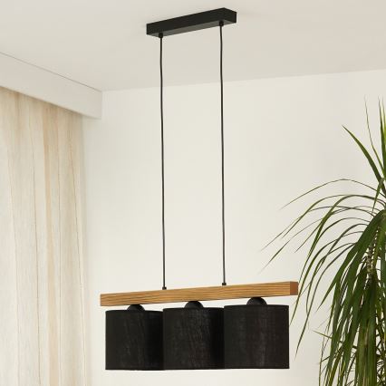 Brilagi - Pakabinamas sietynas FOREST 3xE27/15W/230V pušis/juoda