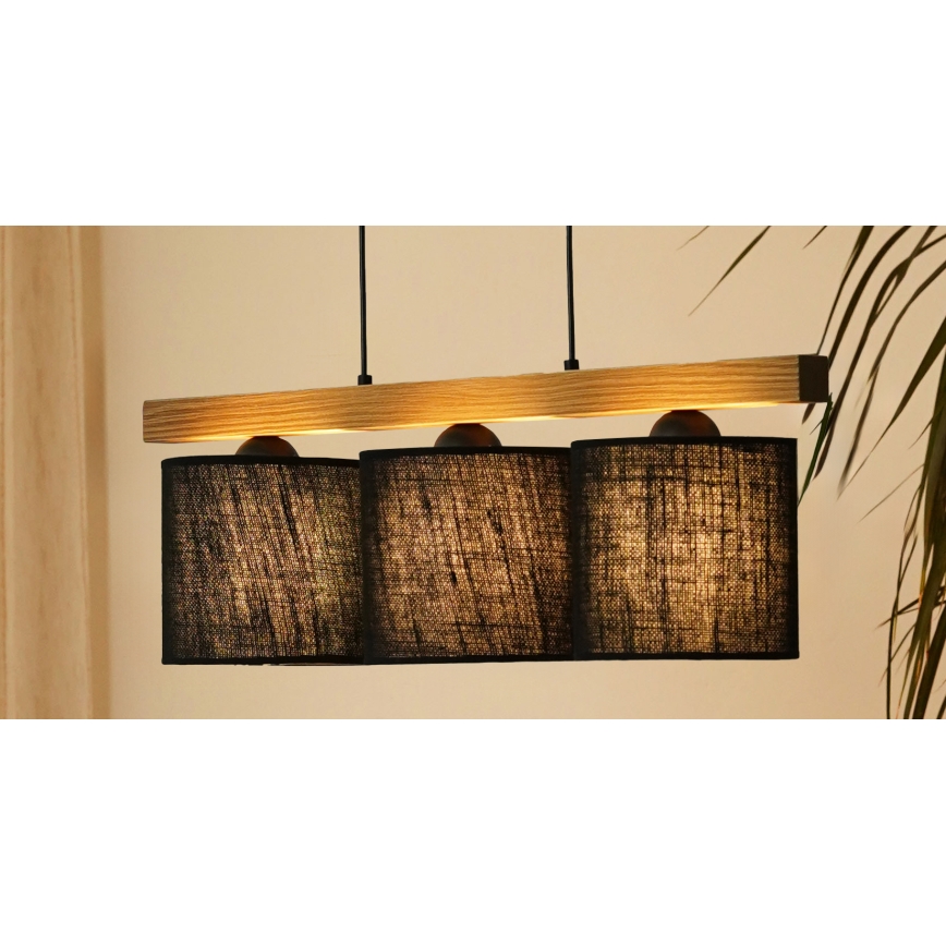 Brilagi - Pakabinamas sietynas FOREST 3xE27/15W/230V pušis/juoda