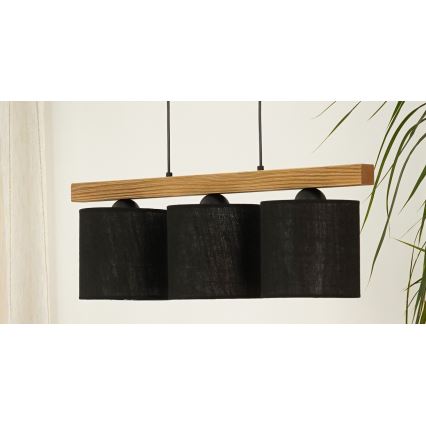 Brilagi - Pakabinamas sietynas FOREST 3xE27/15W/230V pušis/juoda