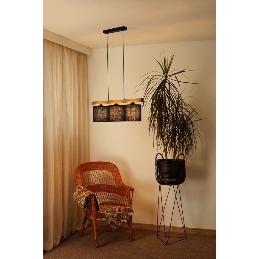 Brilagi - Pakabinamas sietynas FOREST 3xE27/15W/230V pušis/juoda