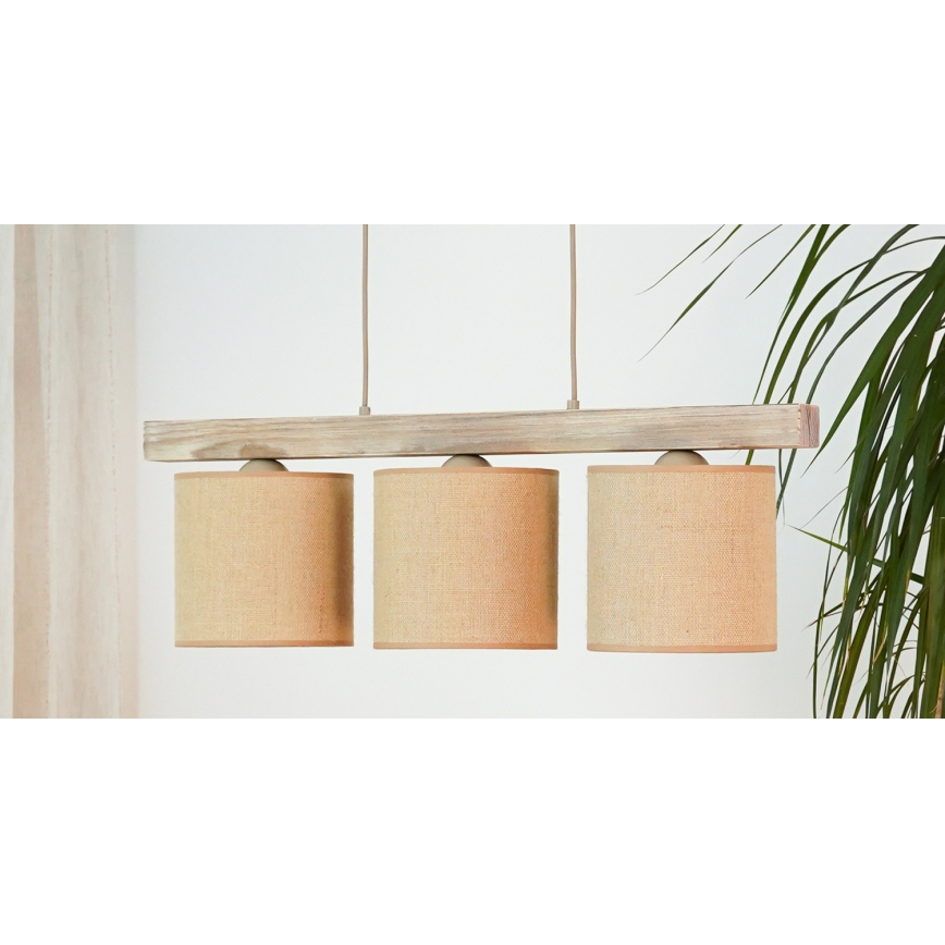 Brilagi - Pakabinamas sietynas FOREST 3xE27/15W/230V pušis/ruda