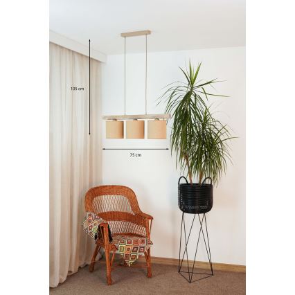 Brilagi - Pakabinamas sietynas FOREST 3xE27/15W/230V pušis/ruda