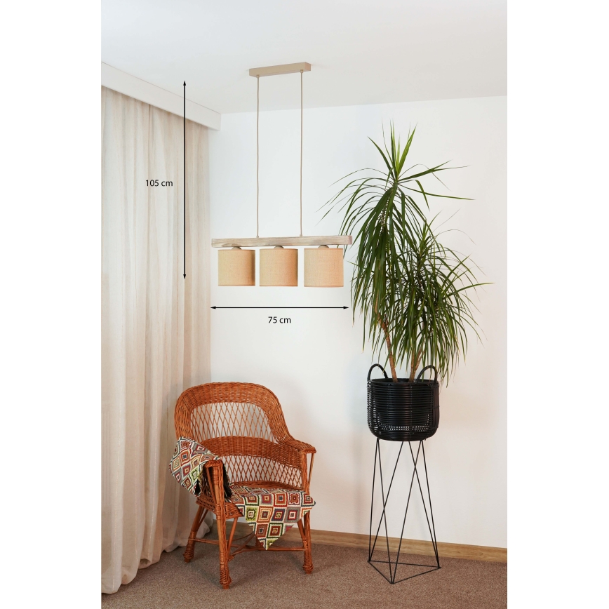Brilagi - Pakabinamas sietynas FOREST 3xE27/15W/230V pušis/ruda