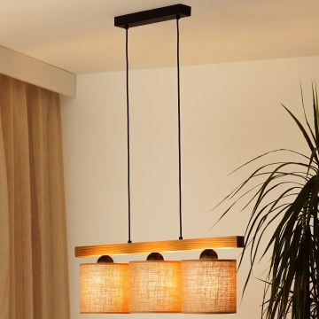 Brilagi - Pakabinamas sietynas FOREST 3xE27/15W/230V pušis/ruda/juoda