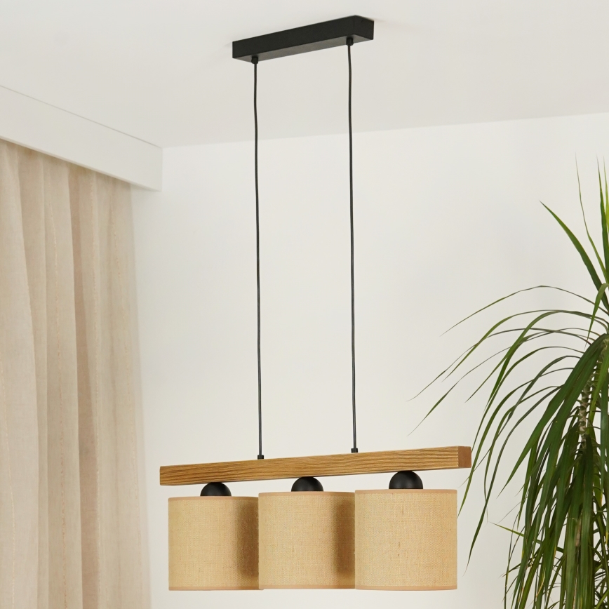 Brilagi - Pakabinamas sietynas FOREST 3xE27/15W/230V pušis/ruda/juoda