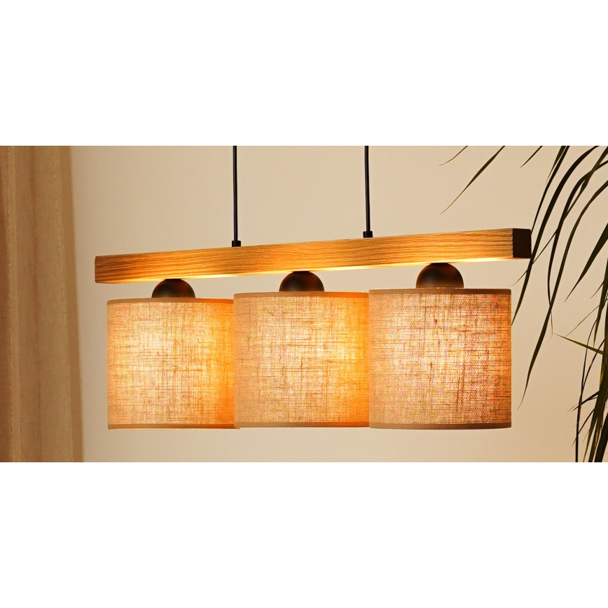 Brilagi - Pakabinamas sietynas FOREST 3xE27/15W/230V pušis/ruda/juoda