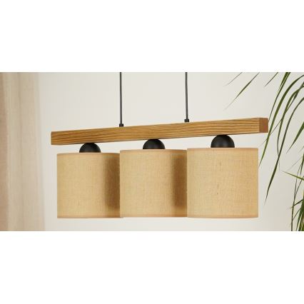 Brilagi - Pakabinamas sietynas FOREST 3xE27/15W/230V pušis/ruda/juoda