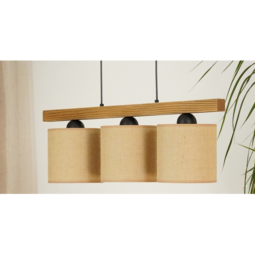Brilagi - Pakabinamas sietynas FOREST 3xE27/15W/230V pušis/ruda/juoda