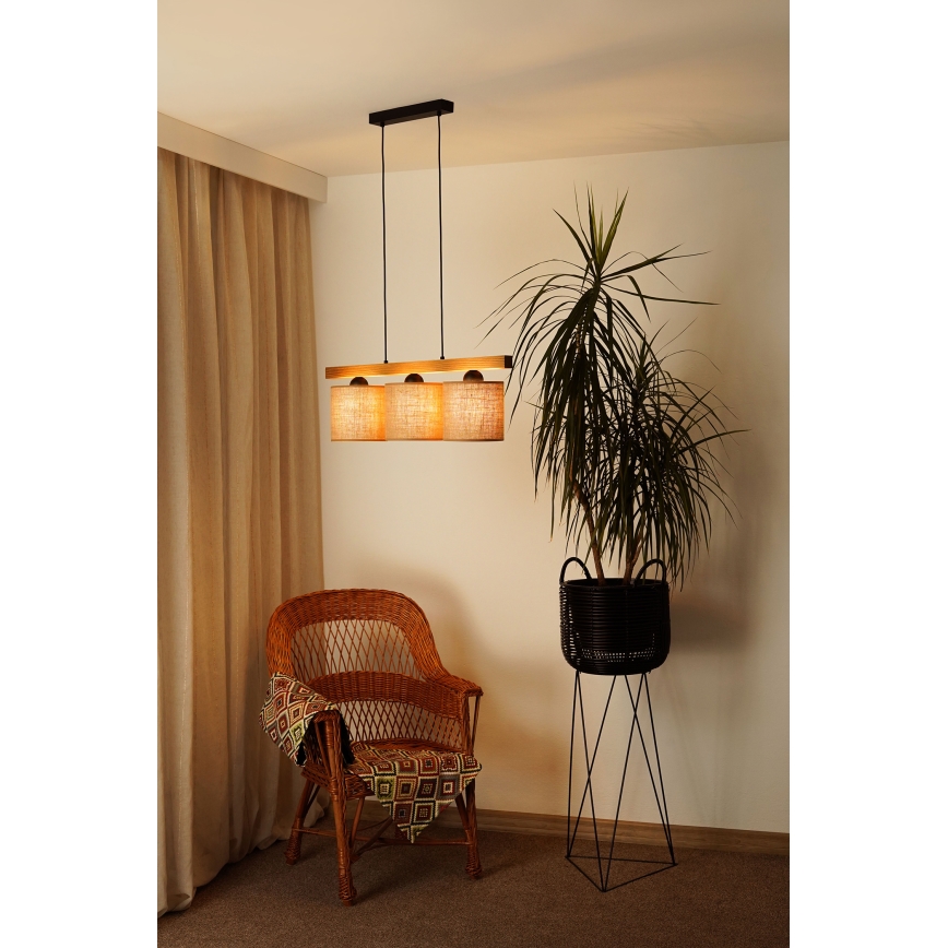 Brilagi - Pakabinamas sietynas FOREST 3xE27/15W/230V pušis/ruda/juoda
