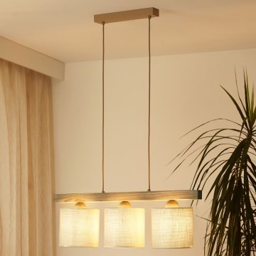 Brilagi - Pakabinamas sietynas FOREST 3xE27/15W/230V pušis/ruda/kreminė