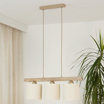 Brilagi - Pakabinamas sietynas FOREST 3xE27/15W/230V pušis/ruda/kreminė