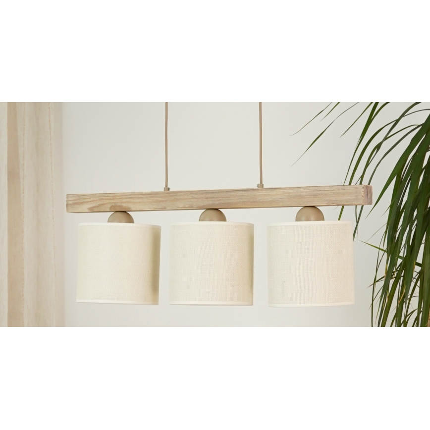 Brilagi - Pakabinamas sietynas FOREST 3xE27/15W/230V pušis/ruda/kreminė