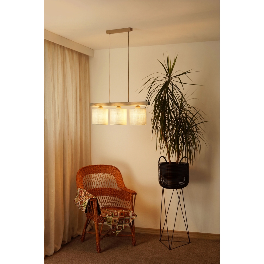 Brilagi - Pakabinamas sietynas FOREST 3xE27/15W/230V pušis/ruda/kreminė