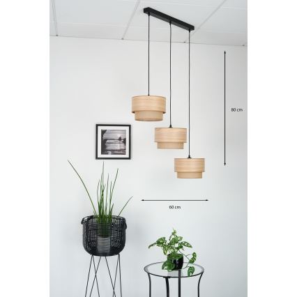 Brilagi - Pakabinamas sietynas MONTANA BOHO 3xE27/15W/230V ruda/juoda