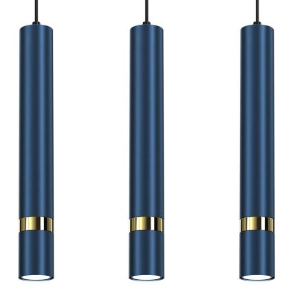 Brilagi - Pakabinamas sietynas POKER 3xGU10/25W/230V mėlyna/auksas