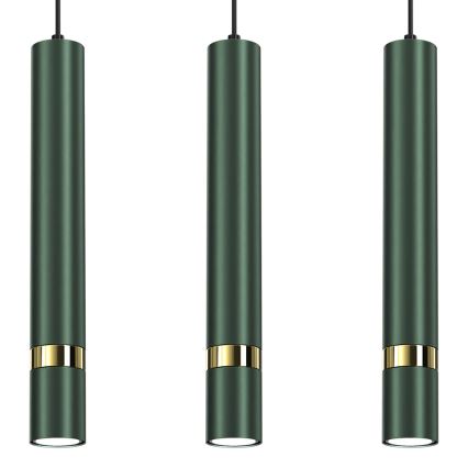 Brilagi - Pakabinamas sietynas POKER 3xGU10/25W/230V žalia/auksas