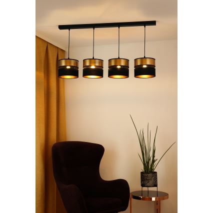 Brilagi - Pakabinamas sietynas ROYAL 4xE27/15W/230V juoda/auksas