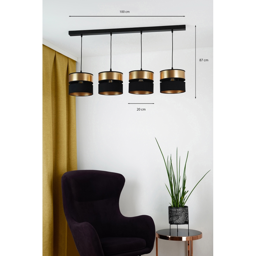 Brilagi - Pakabinamas sietynas ROYAL 4xE27/15W/230V juoda/auksas