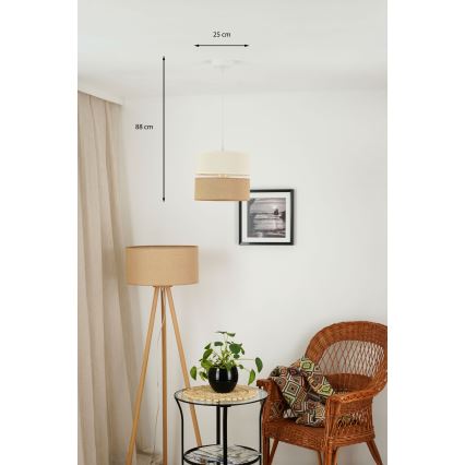 Brilagi - Pakabinamas sietynas ROYAL YUTE 1xE27/15W/230V diametras 25 cm smėlio spalva/kreminė
