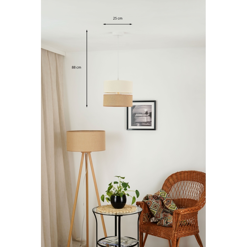 Brilagi - Pakabinamas sietynas ROYAL YUTE 1xE27/15W/230V diametras 25 cm smėlio spalva/kreminė