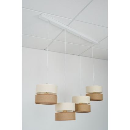 Brilagi - Pakabinamas sietynas ROYAL YUTE 4xE27/15W/230V smėlio spalva/kreminė/balta