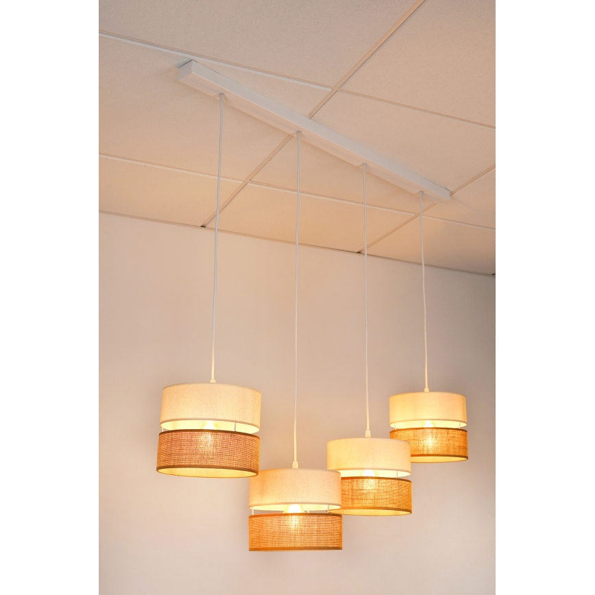 Brilagi - Pakabinamas sietynas ROYAL YUTE 4xE27/15W/230V smėlio spalva/kreminė/balta