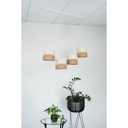 Brilagi - Pakabinamas sietynas ROYAL YUTE 4xE27/15W/230V smėlio spalva/kreminė/balta