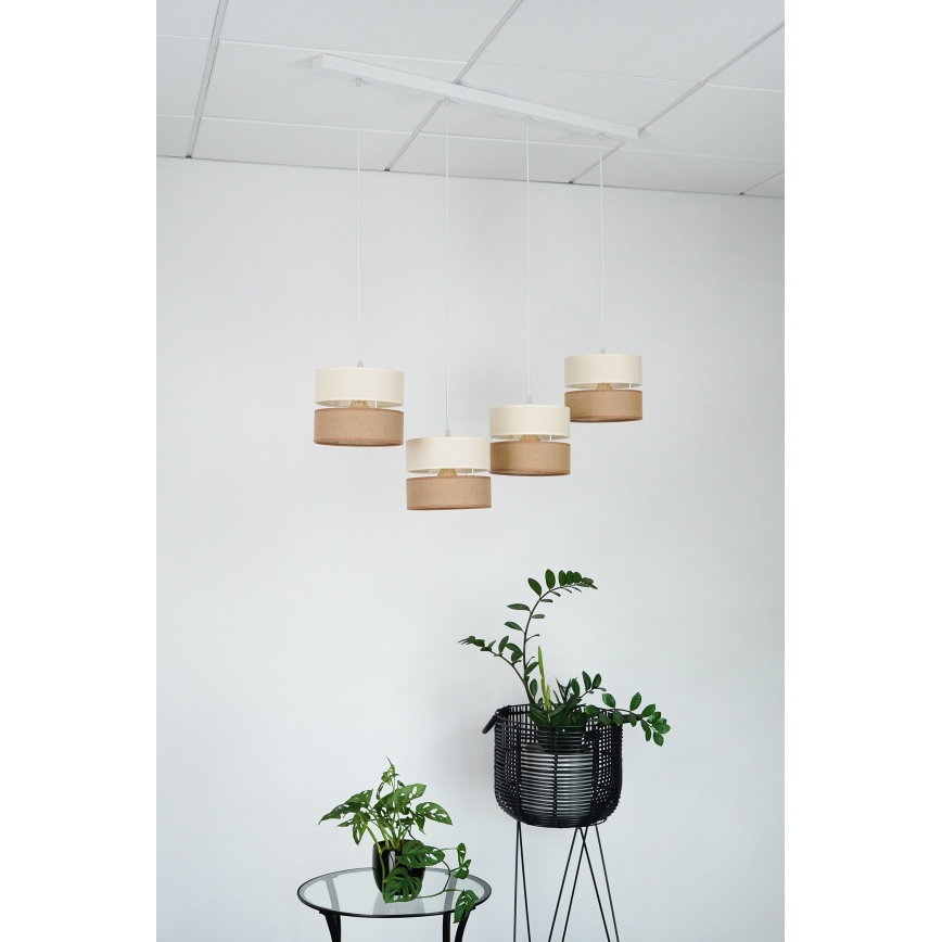 Brilagi - Pakabinamas sietynas ROYAL YUTE 4xE27/15W/230V smėlio spalva/kreminė/balta