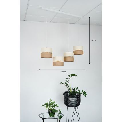 Brilagi - Pakabinamas sietynas ROYAL YUTE 4xE27/15W/230V smėlio spalva/kreminė/balta