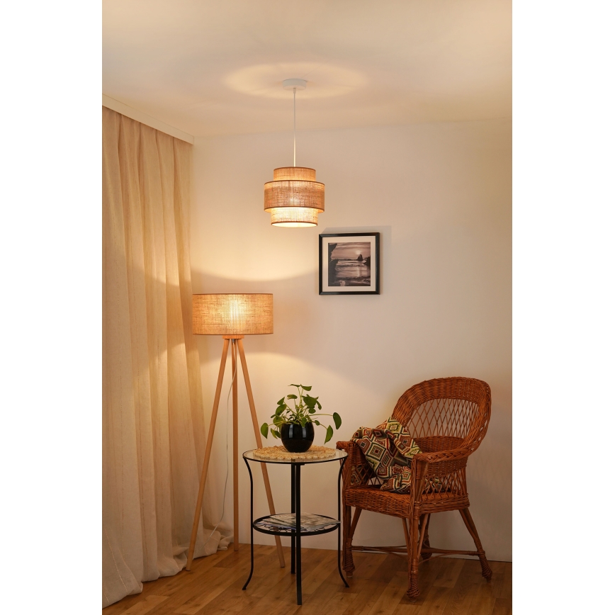 Brilagi - Pakabinamas sietynas SPACE YUTE 1xE27/15W/230V diametras 25 cm smėlio spalva/balta