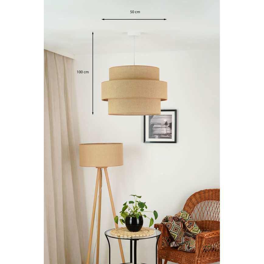 Brilagi - Pakabinamas sietynas SPACE YUTE 1xE27/15W/230V diametras 50 cm smėlio spalva/balta