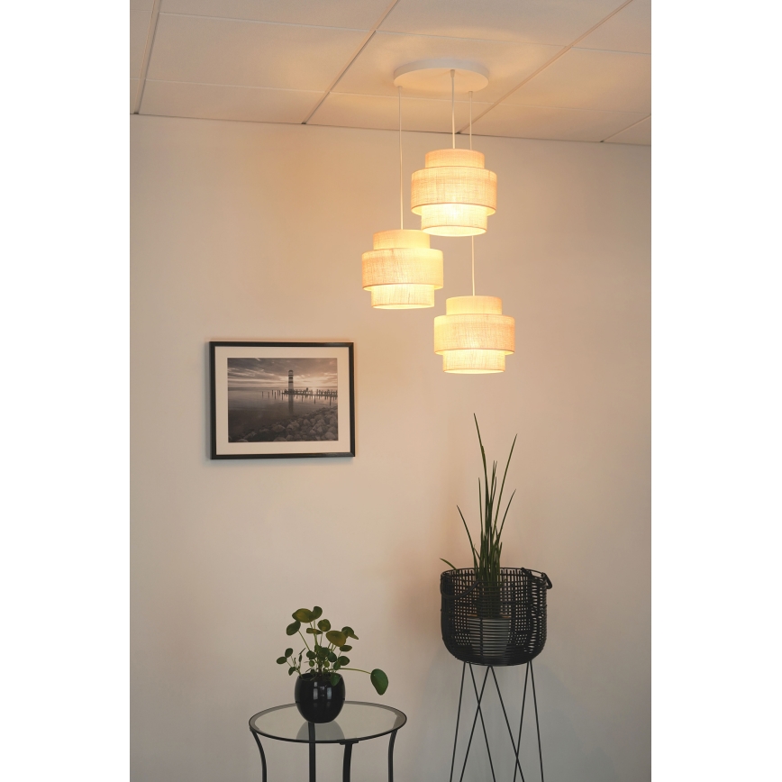 Brilagi - Pakabinamas sietynas SPACE YUTE 3xE27/15W/230V kreminė/balta