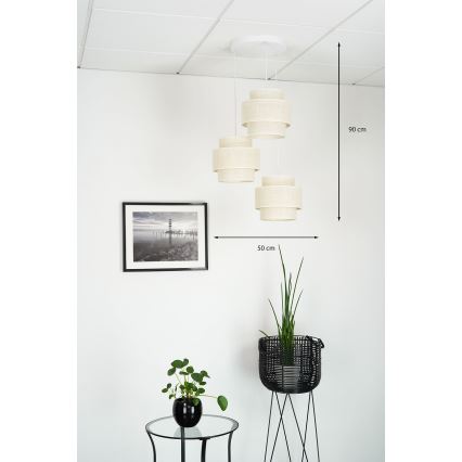Brilagi - Pakabinamas sietynas SPACE YUTE 3xE27/15W/230V kreminė/balta