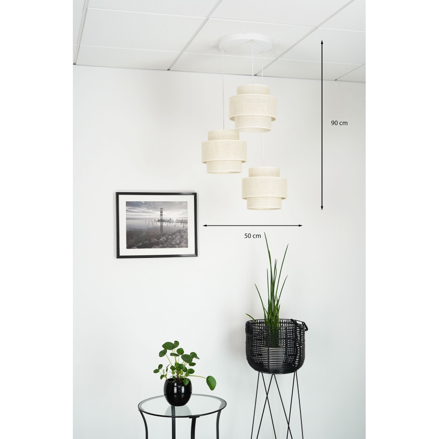 Brilagi - Pakabinamas sietynas SPACE YUTE 3xE27/15W/230V kreminė/balta