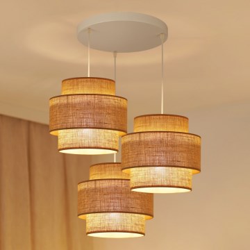 Brilagi - Pakabinamas sietynas SPACE YUTE 3xE27/15W/230V smėlio spalva/balta
