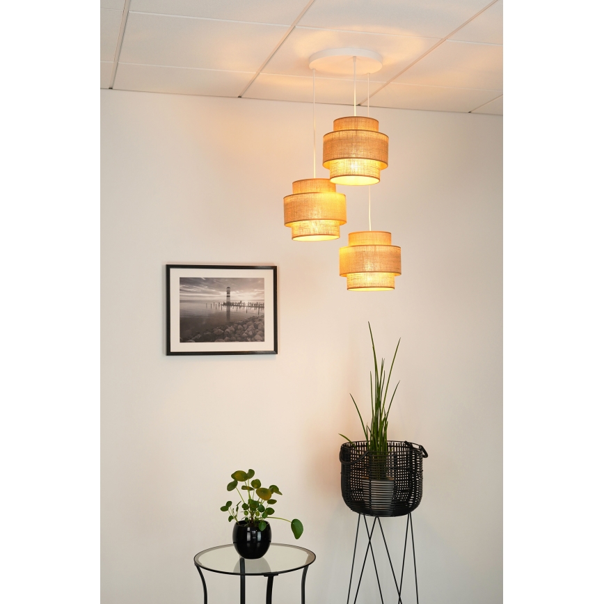 Brilagi - Pakabinamas sietynas SPACE YUTE 3xE27/15W/230V smėlio spalva/balta
