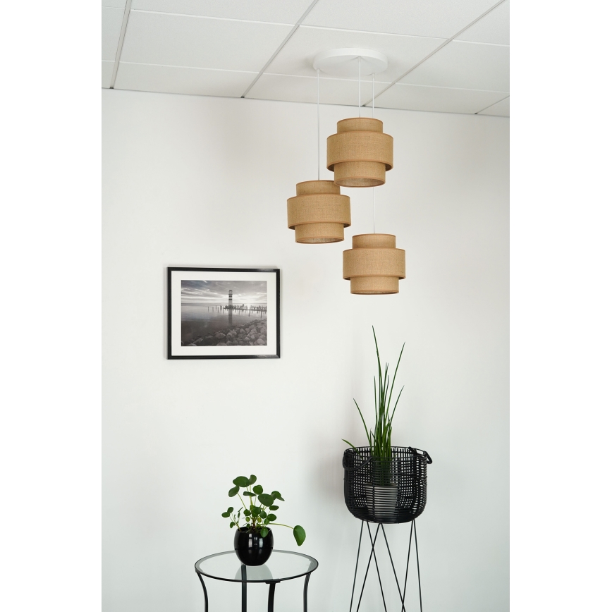 Brilagi - Pakabinamas sietynas SPACE YUTE 3xE27/15W/230V smėlio spalva/balta