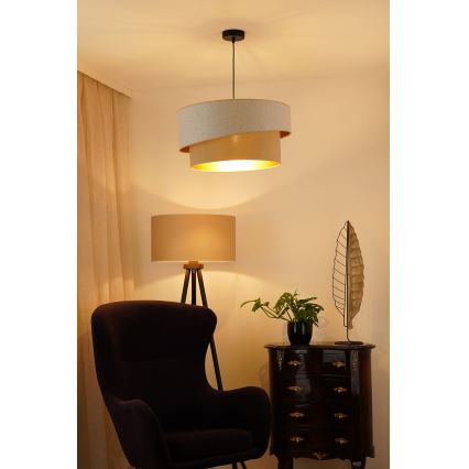 Brilagi - Pakabinamas sietynas VEGAS SHINE 1xE27/15W/230V diametras 50 cm kreminė/smėlio spalva