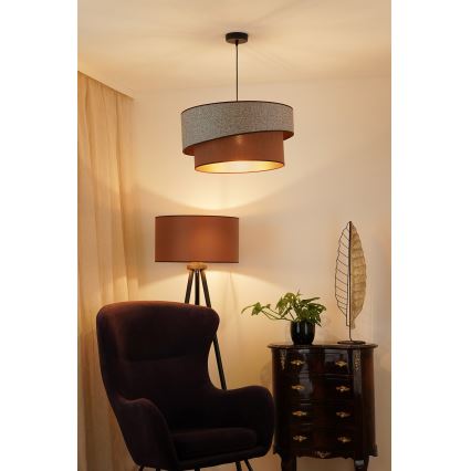 Brilagi - Pakabinamas sietynas VEGAS SHINE 1xE27/15W/230V diametras 50 cm pilka/ruda