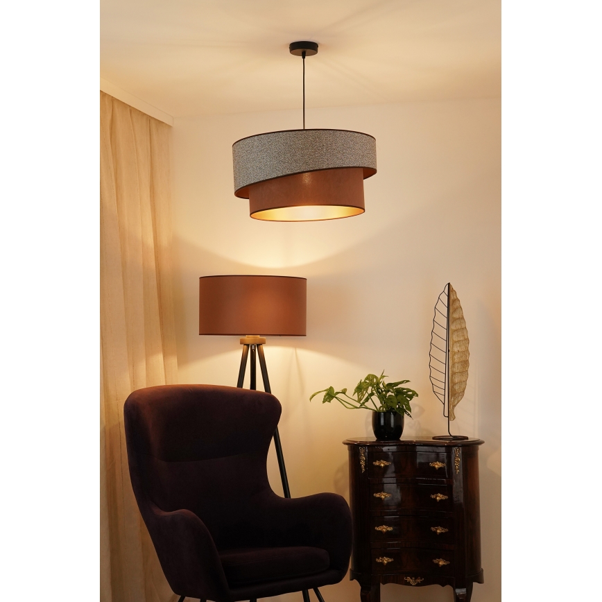Brilagi - Pakabinamas sietynas VEGAS SHINE 1xE27/15W/230V diametras 50 cm pilka/ruda
