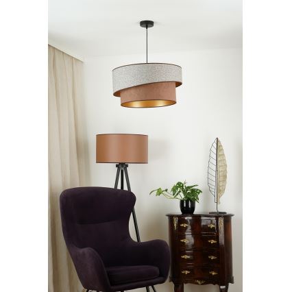 Brilagi - Pakabinamas sietynas VEGAS SHINE 1xE27/15W/230V diametras 50 cm pilka/ruda