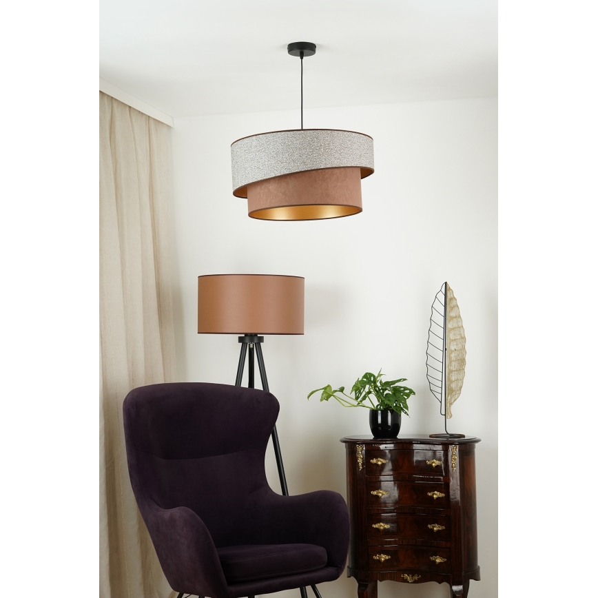 Brilagi - Pakabinamas sietynas VEGAS SHINE 1xE27/15W/230V diametras 50 cm pilka/ruda