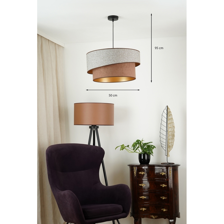 Brilagi - Pakabinamas sietynas VEGAS SHINE 1xE27/15W/230V diametras 50 cm pilka/ruda