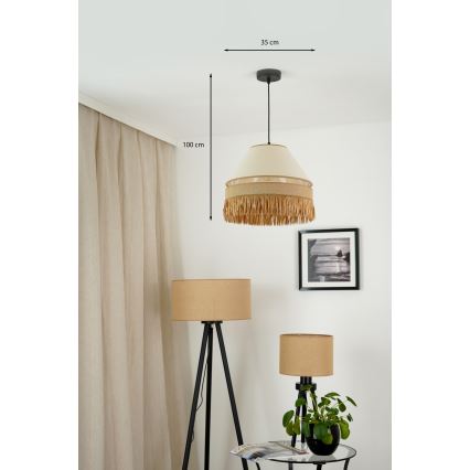 Brilagi - Pakabinamas sietynas WINNETOU AVIGNION 1xE27/15W/230V diametras 35 cm ruda/kreminė