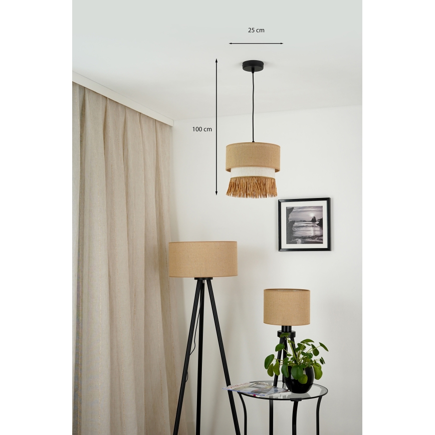 Brilagi - Pakabinamas sietynas WINNETOU BOHO 1xE27/15W/230V diametras 25 cm ruda/kreminė